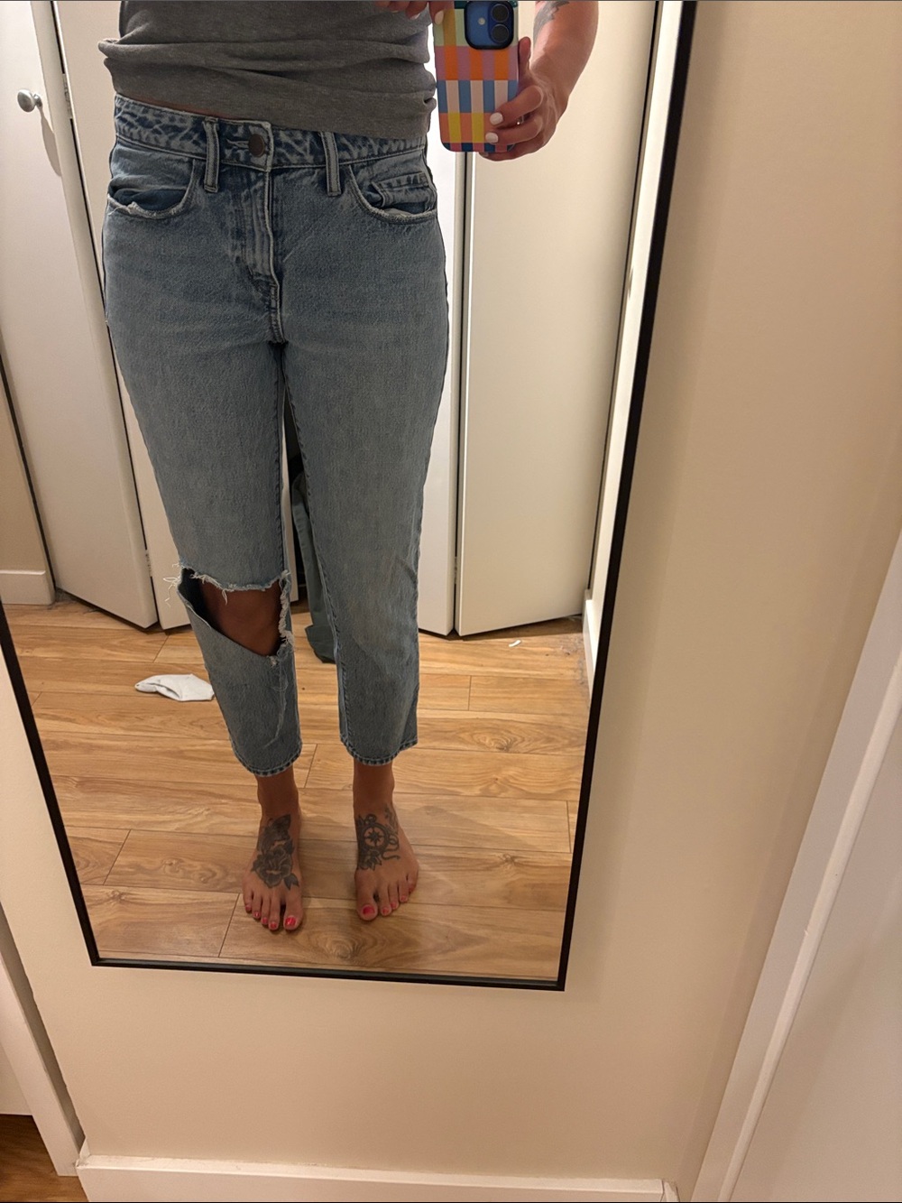 Treasure & Bond Light Blue Distressed Ankle Crop Jeans